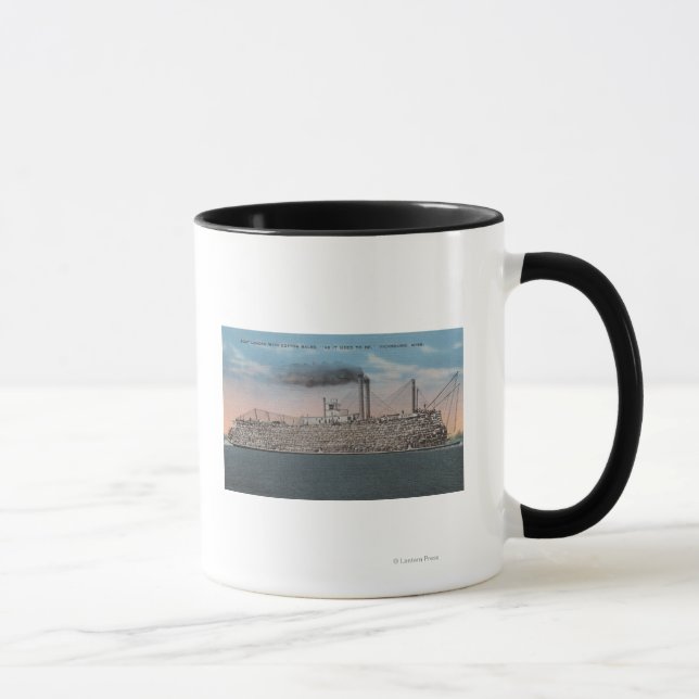 Taza Vicksburg, MS - Vista del barco con algodón a bord (Derecha)