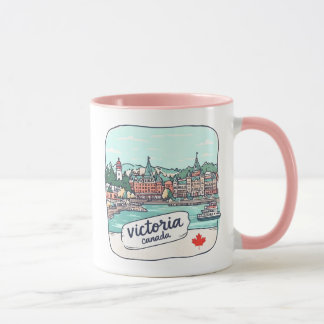 Taza Victoria BC Canada Pastel Skyline Cute Cityscape