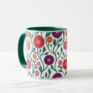 Taza Vid floral de mediados de siglo Guirnalda de jar