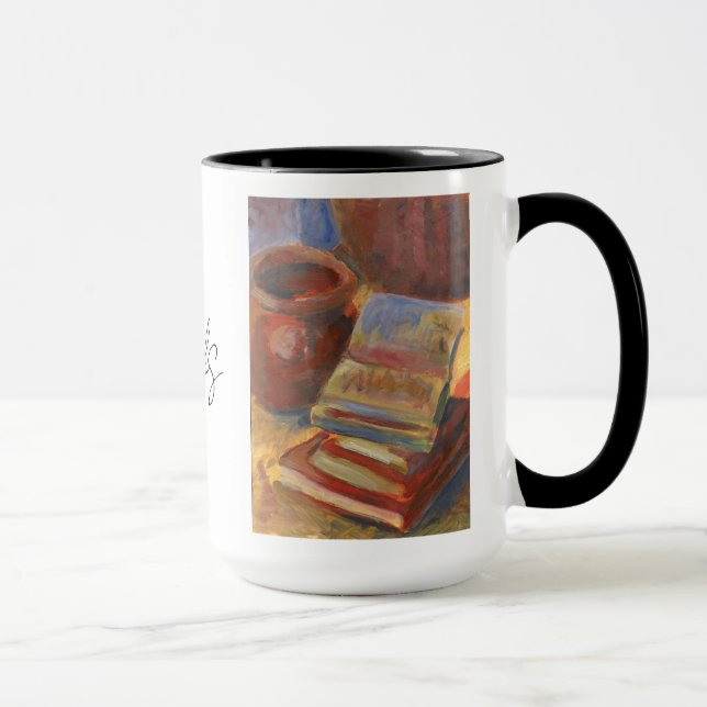 Taza Vida con pintura de libros (Derecha)