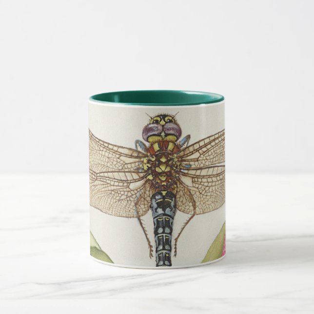 Taza Vida de jardín, libélula, pera, clavel e insecto (Centro)