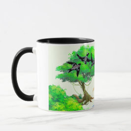 Taza Vida de los bosques primaverales con aves y ardill