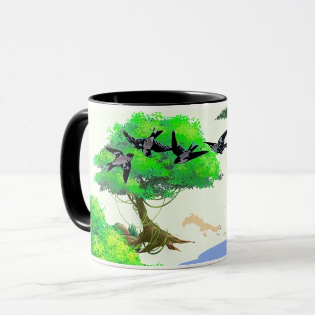 Taza Vida de los bosques primaverales con aves y ardill (Anverso izquierdo)