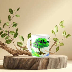 Taza Vida de los bosques primaverales con aves y ardill