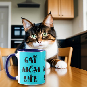 Taza Vida de Mamá Gata Moderna Azul Día de la Madre
