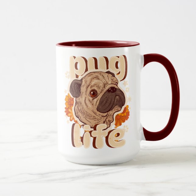 Taza Vida de pug para amantes de pug  (Derecha)