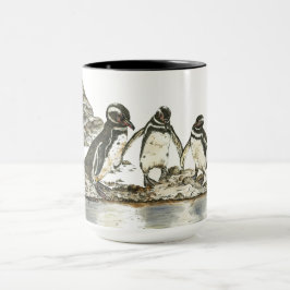 Taza Vida marina Galápagos Pingüinos Colores de agua