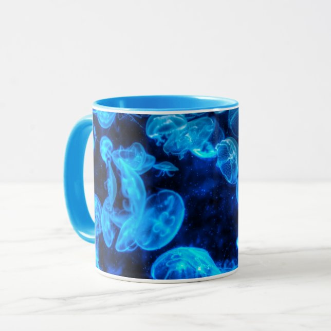 Taza Vida marina náutica Blue Jellyfish (Anverso izquierdo)