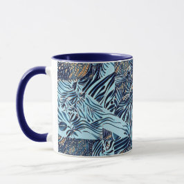 Taza Vida marina y diseño abstracto botánico
