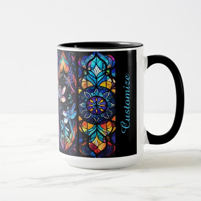 Taza Vidrio Grabado Personalizado Y Libélulas (Derecha)