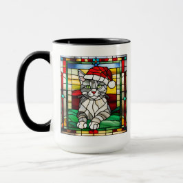 Taza Vidrio manchado de cuadros grises Navidades