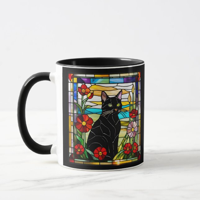 Taza Vidrio manchado de gato negro (Izquierda)