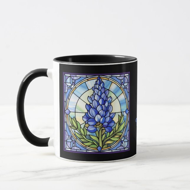 Taza Vidrio manchado Texas Bluebonnet Verdadero Amigo A (Izquierda)