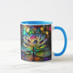 Taza Vidrio Rojizo Flor de Loto Vibrante