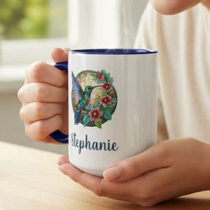 Taza Vidrio teñido de colibrí – Regalo floral vibrante