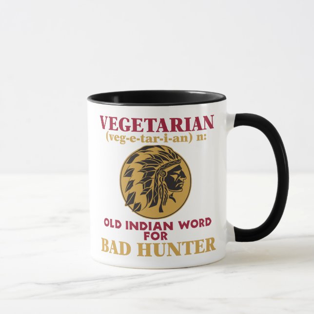 Taza Vieja palabra india vegetariana para el mún (Derecha)