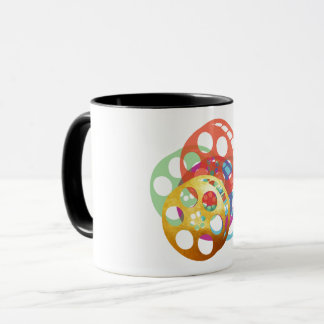 Taza Vieja y colorida película de tambor
