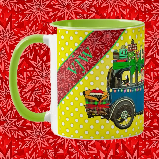 Taza Viejo de Santa Conducción con Gatos Felices Fiesta (Subido por el creador)
