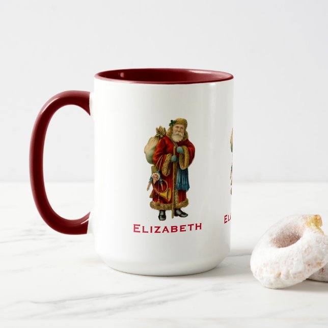 Taza Viejo Santa Victoriano con Juguetes (Con donut)