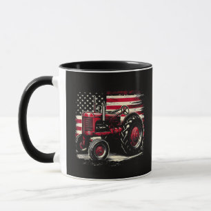 Taza Viejo Tractor Farmall Cub Bandera Americana Patrió