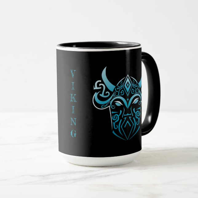Taza Viking, símbolo azul, gráfico digital (Anverso derecho)