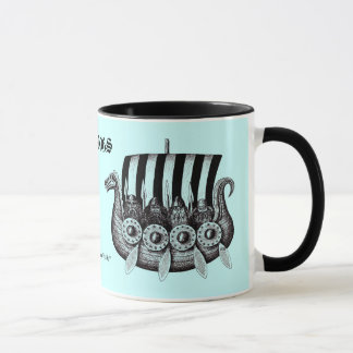 Taza Vikingos en el dibujo blanco y negro de la tinta