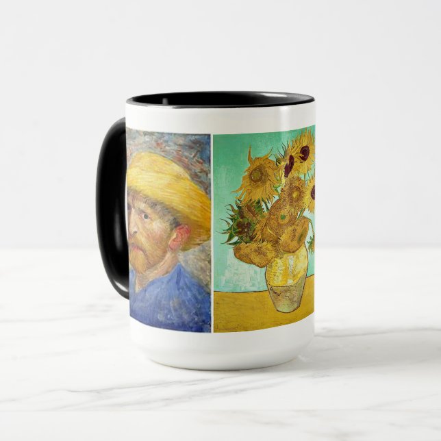 Taza Vincent Van Gogh - Autoretrato y Sunflowers Mug (Anverso izquierdo)