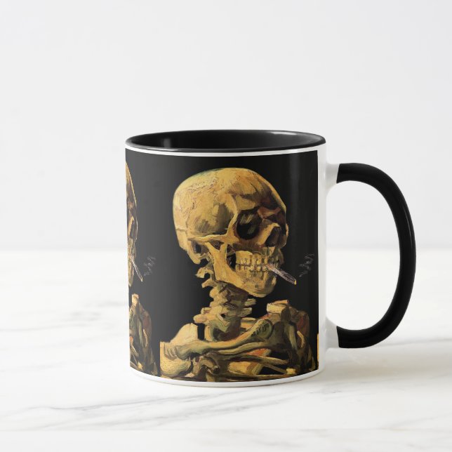 Taza Vincent Van Gogh - Calavera Con Cigarrillo Quemado (Derecha)