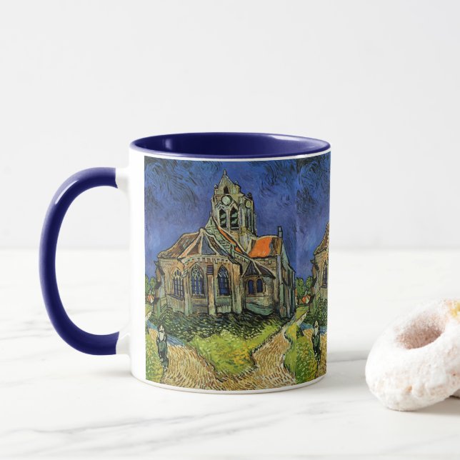 Taza Vincent van Gogh - La Iglesia de Auvers (Con donut)