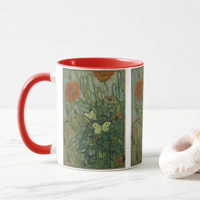 Taza Vincent van Gogh - Mariposas y amapolas (Con donut)