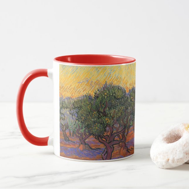Taza Vincent van Gogh - Olive Grove, Naranja Sky (Con donut)