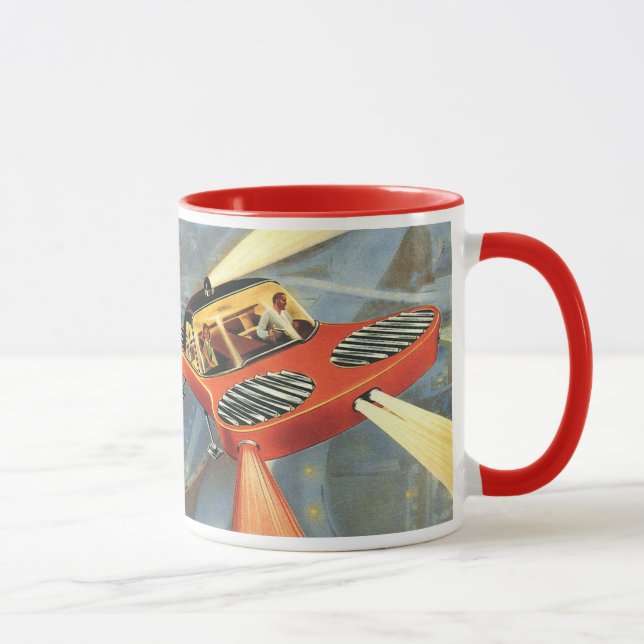 Taza Viñeta Ciencia Ficción Futurista Auto Volador (Derecha)
