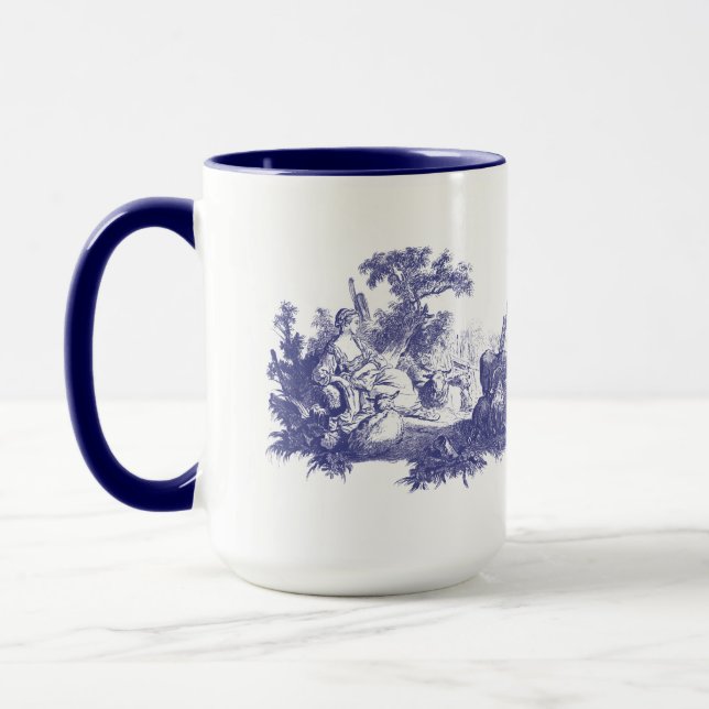 Taza Viñetas de pastor napolitano azul y blanco (Izquierda)