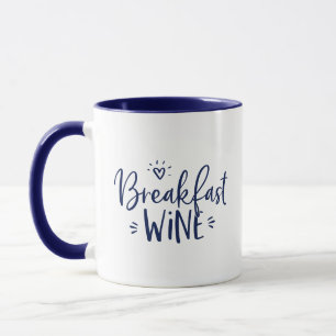 Taza Vino de desayuno divertido azul marino cita de mod