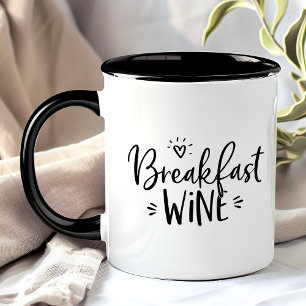 Taza Vino de desayuno divertido cita negra de moda