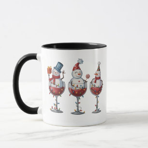 Taza Vino de Navidad Muñecos de Nieve Espíritus Festivo