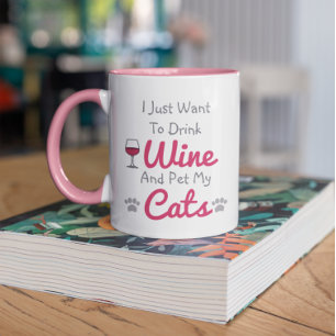 Taza Vino y gatos