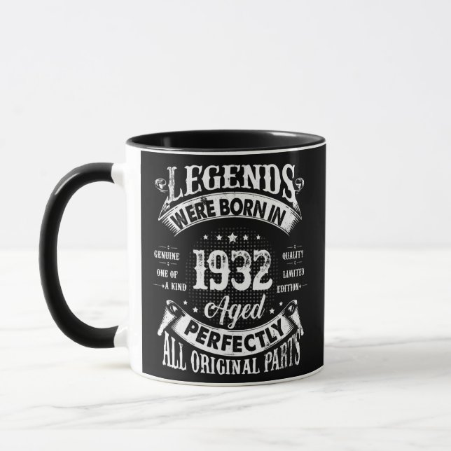 Taza Vintage 1932 Hombres de 90 años de edad 90 (Izquierda)