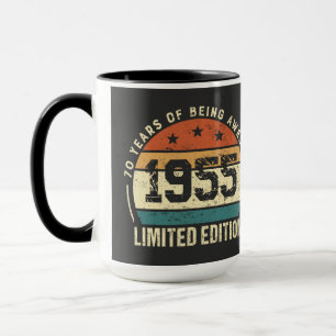Taza Vintage 1955 Retro 70 cumpleaños aniversario
