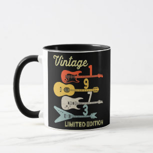 Taza Vintage 1973 Regalos de cumpleaños Guitarra amante