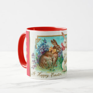 Taza Vintage 2 Rabbits Festividad de Huevos de Pascua