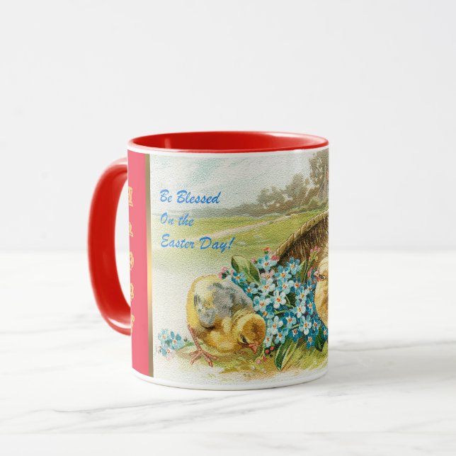 Taza Vintage 3 Pollos Festividad de Pascua (Anverso izquierdo)
