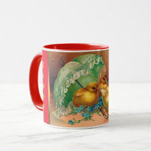 Taza Vintage 4 Pollos Festividad de Pascua
