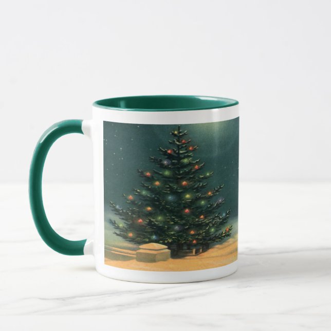 Taza Vintage Árbol de Navidad de noche con luces (Izquierda)