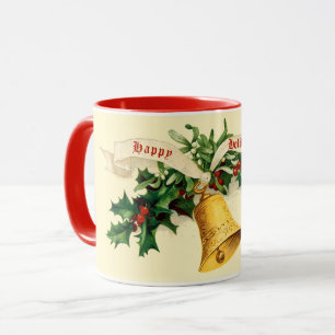 Taza Vintage Bell, Mistletoe y Holly