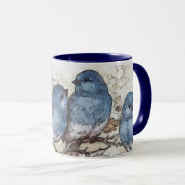 Taza Vintage bluebird ilustracion lindo pájaros natural
