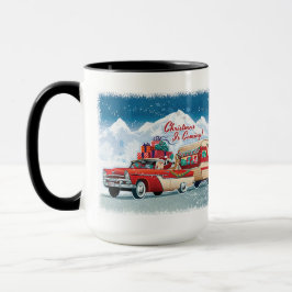Taza Vintage camper navideño de Santa María