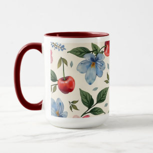 Taza Vintage Cherry and Floral Coffee Mug