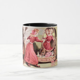 Taza Vintage Chica de Halloween con vestido rojo