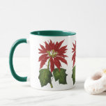 Taza Vintage Christmas, Red Poinsettia Winter Plant<br><div class="desc">Vintage illustration Victorian Era Merry Christmas holiday design featuring a blooming floral poinsettia plant with red blossoms and green leaves. Beautiful winter botanical flowers. Happy Holidays and Season's Greetings!</div>